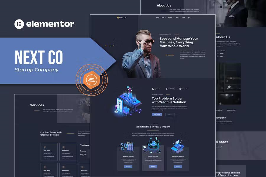 NEXT CO – STARTUP COMPANY ELEMENTOR TEMPLATE KIT